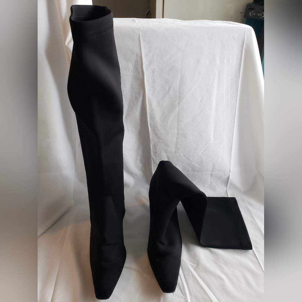 Stretchy Nylon Fabric Tall Knee High Boots